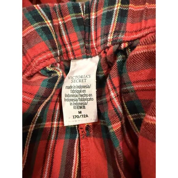 Victoria's Secret Flannel Pajama Pants Size Medium Red Plaid Holiday Pockets - Picture 5 of 7